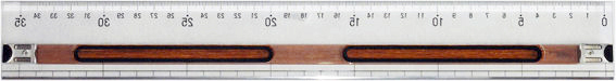 ユニバーサル定規３５ｃｍ（Tapiro 2 Wood）ブラウン・裏面,ずれないカッティング定規,滑らないカッティング定規・Non-slip cutting ruler